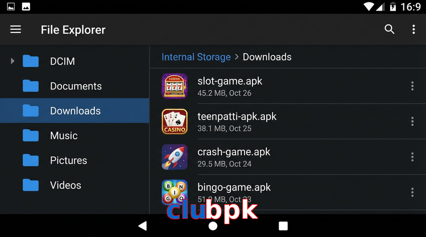 Main screen of Clubpk gameapk page for PK players